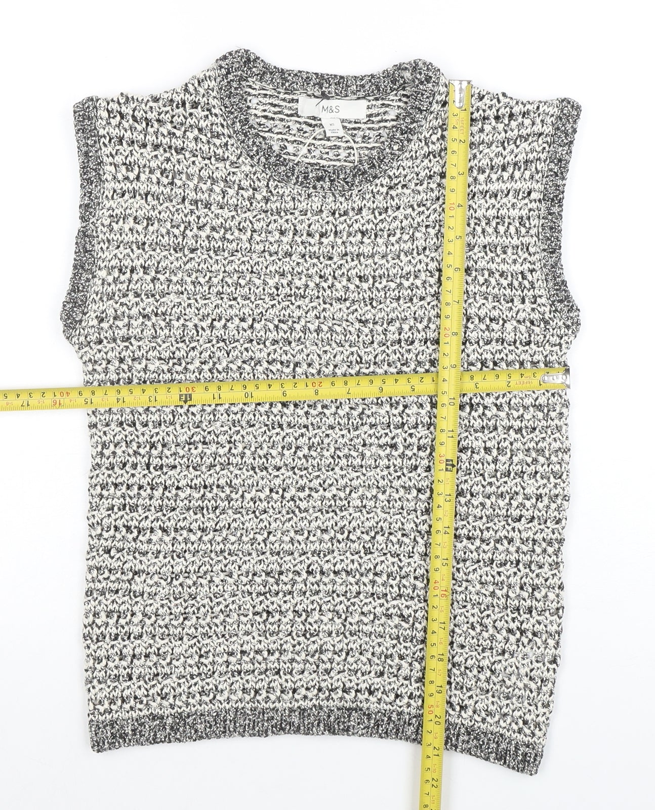 Marks and Spencer Women's Grey Chunky Knit Sleeveless Vest XS