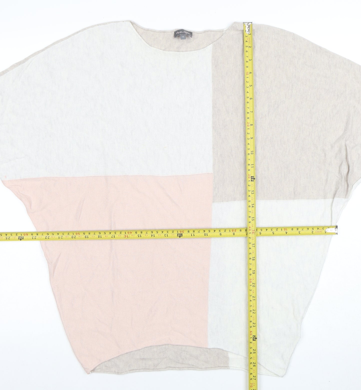 Phase Eight Women's Beige Colourblock Tunic Blouse Size S Wool Blend