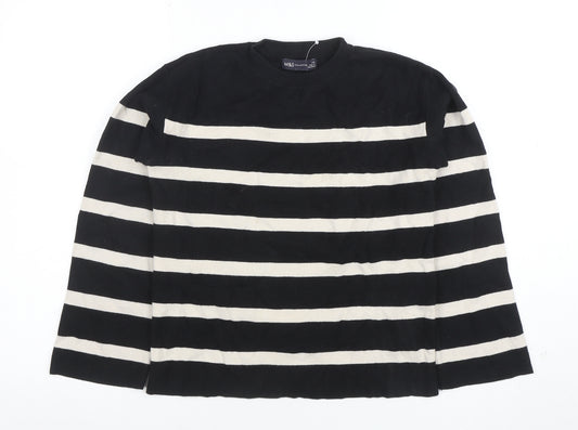 Marks and Spencer Women’s Black Striped Knit Long Sleeve T-Shirt XS