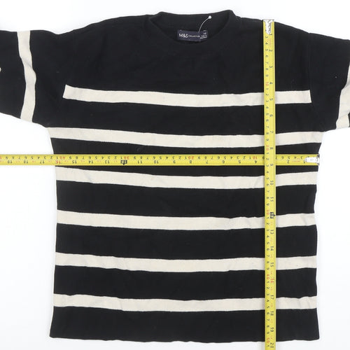 Marks and Spencer Women’s Black Striped Knit Long Sleeve T-Shirt XS