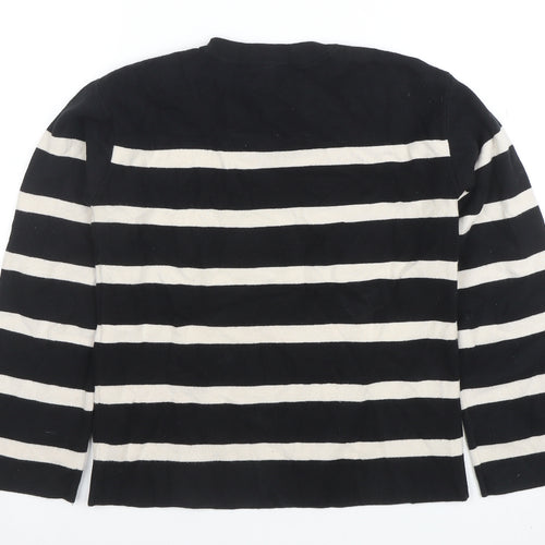 Marks and Spencer Women’s Black Striped Knit Long Sleeve T-Shirt XS