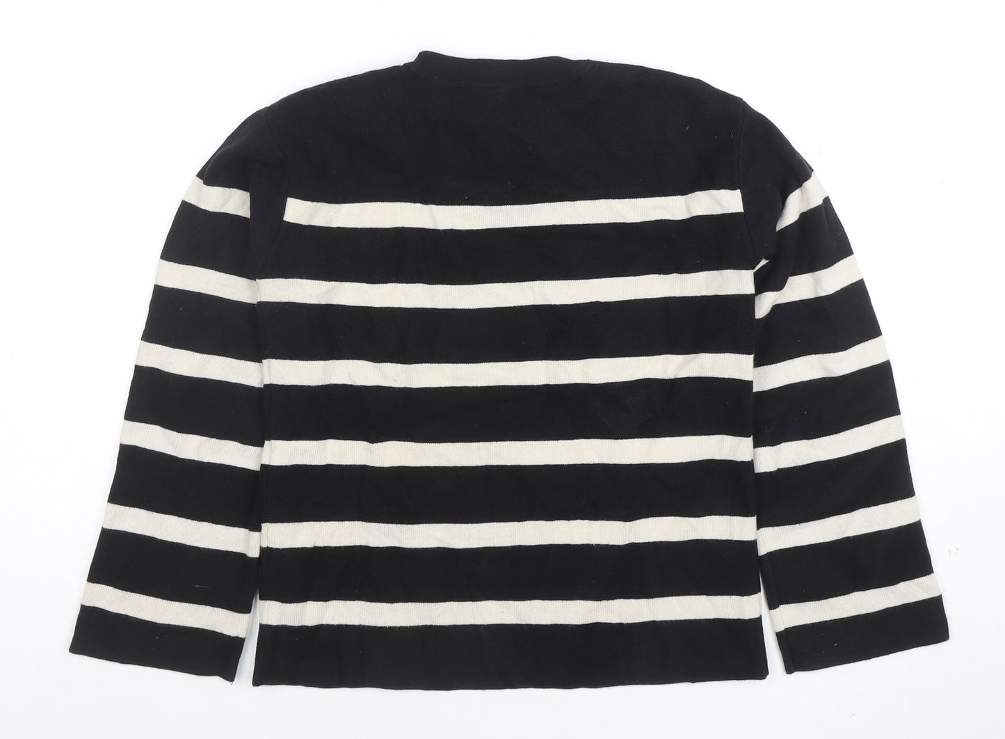 Marks and Spencer Women’s Black Striped Knit Long Sleeve T-Shirt XS