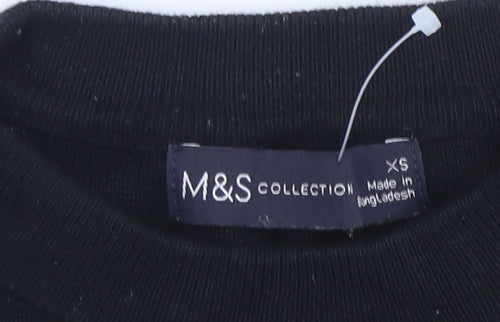 Marks and Spencer Women’s Black Striped Knit Long Sleeve T-Shirt XS