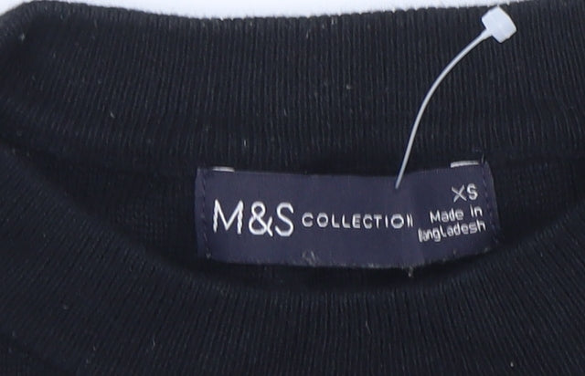Marks and Spencer Women’s Black Striped Knit Long Sleeve T-Shirt XS