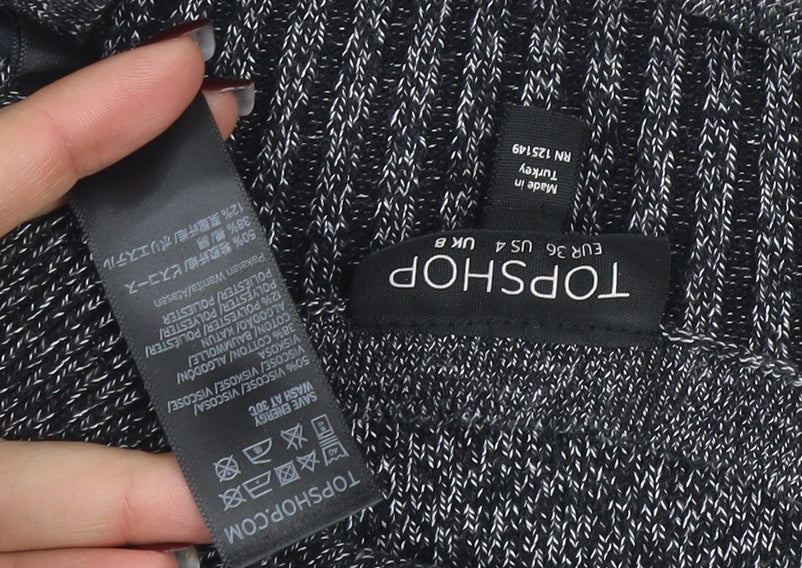 Topshop Women Grey Cold Shoulder Knit Pullover Jumper Size 8