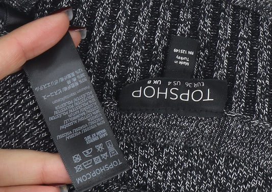 Topshop Women Grey Cold Shoulder Knit Pullover Jumper Size 8