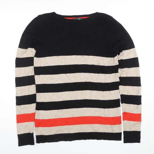Dunnes Women’s Black Beige Red Stripe Knit Jumper Size 12