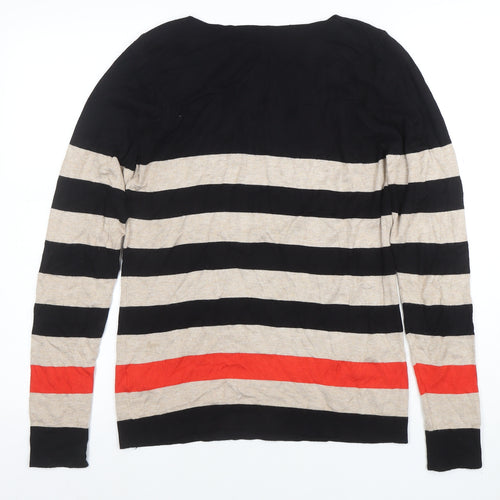 Dunnes Women’s Black Beige Red Stripe Knit Jumper Size 12