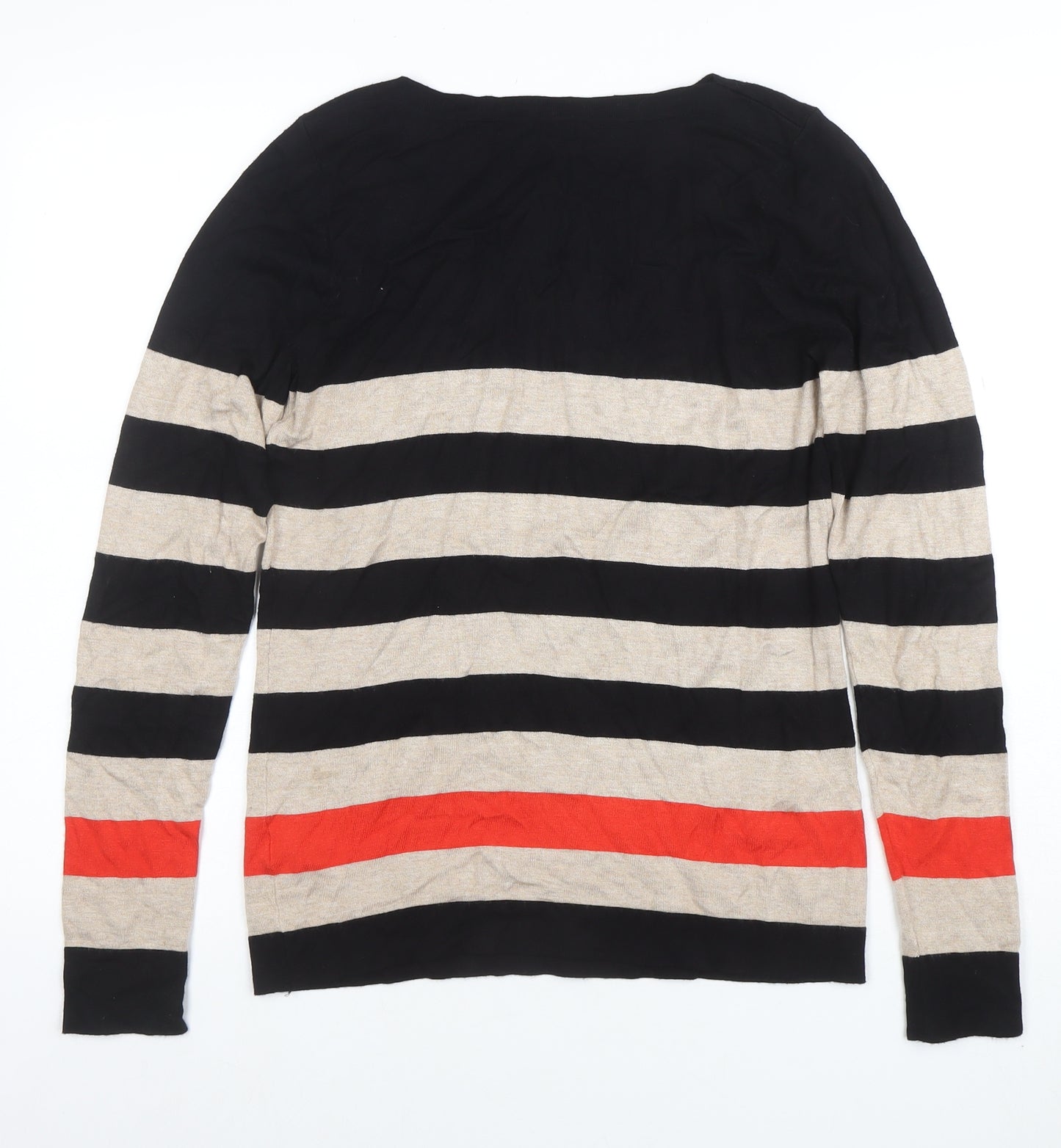 Dunnes Women’s Black Beige Red Stripe Knit Jumper Size 12