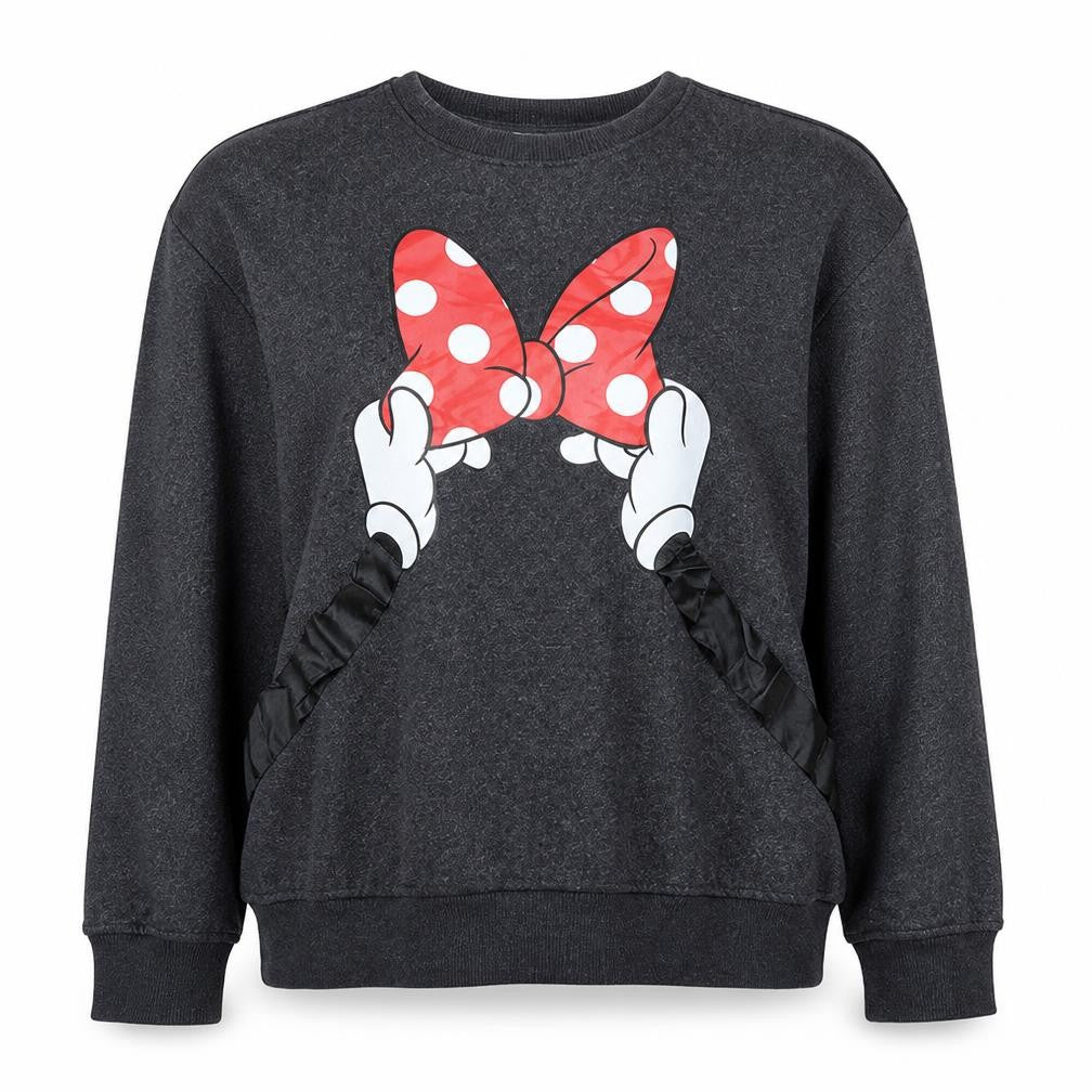 Front view of Disney Women Grey Minnie Mouse Bow Sweatshirt XL Primark