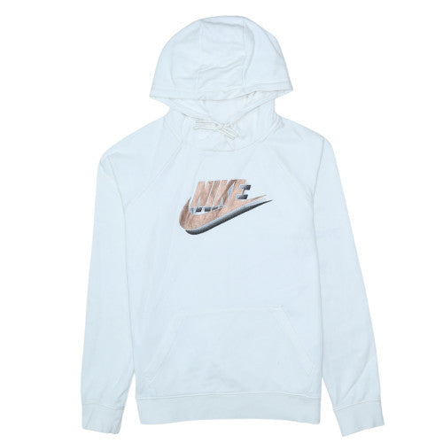 Nike Women's White Small Pullover Hoodie with Logo Print
