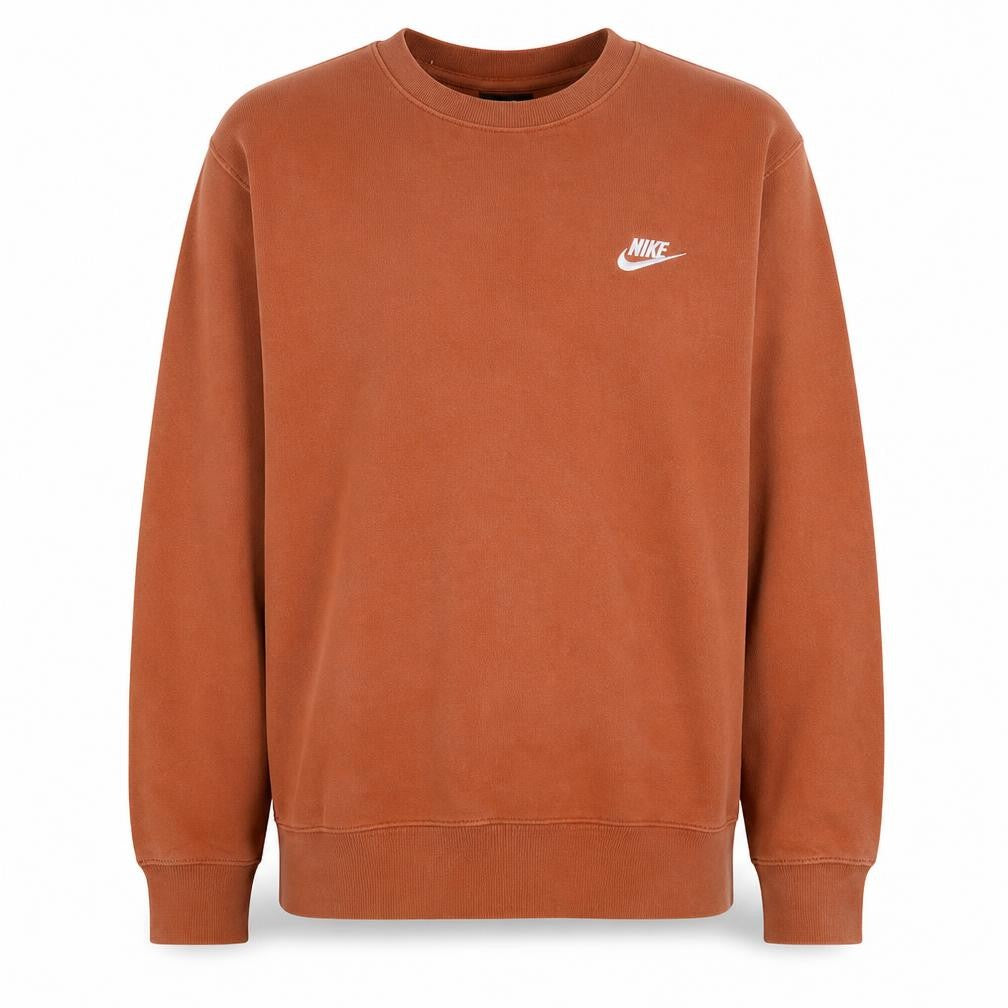 Front view of Nike Men's Brown Crew Neck Cotton Sweatshirt, size S