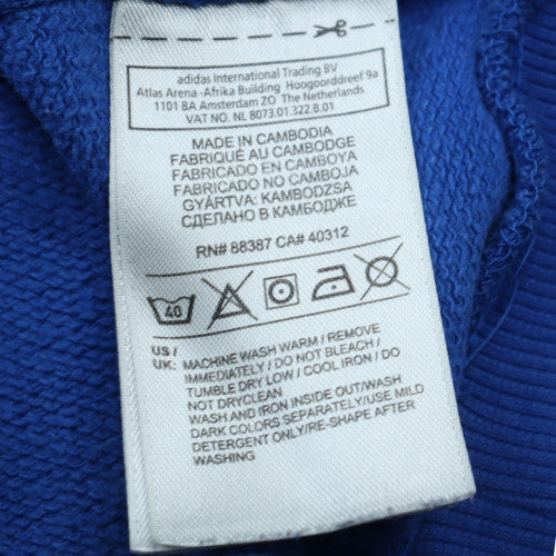 Adidas Mens Blue Pullover Hoodie Medium Regular Fit Sportswear