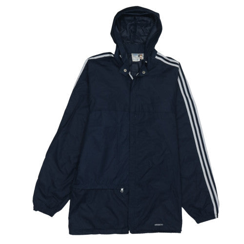 Adidas Men's Navy Hooded Windbreaker Jacket Size L Nylon 80s Retro Style