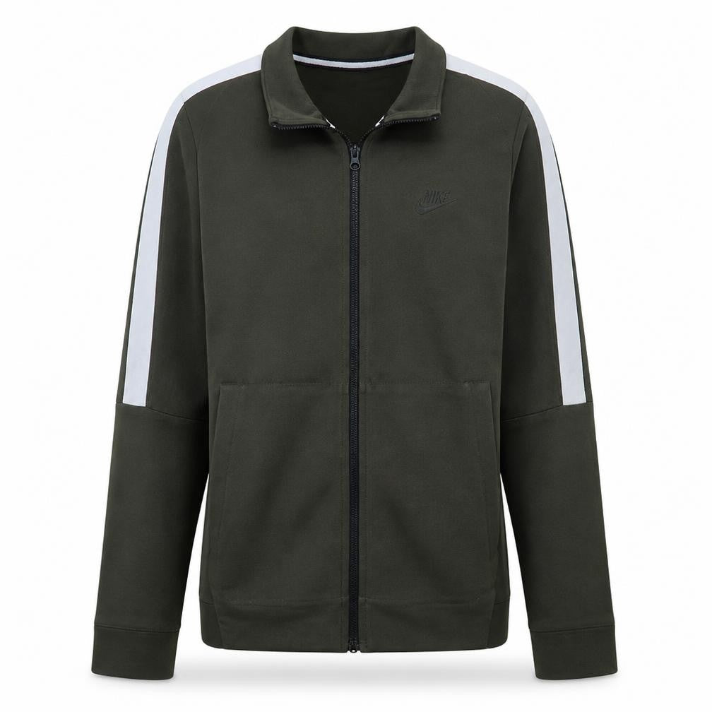 Front view of Nike Men's Green Full Zip Sweatshirt M Cotton Blend Track Top
