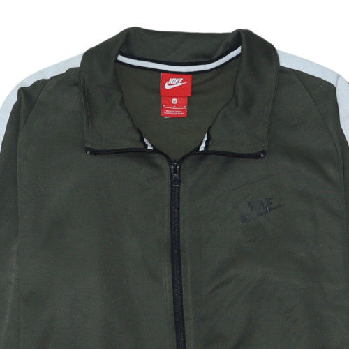 Nike Men's Green Full Zip Sweatshirt M Cotton Blend Track Top