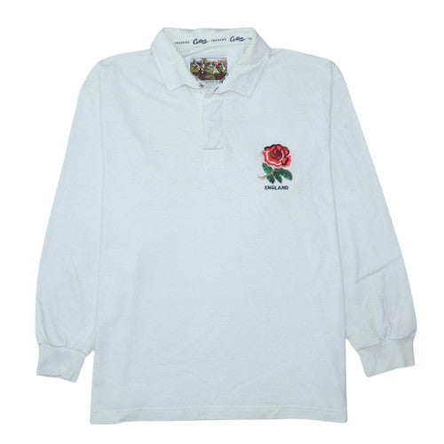 Cotton Traders Classics England Rugby White Long Sleeve Polo L