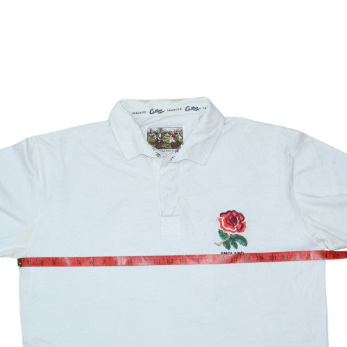 Cotton Traders Classics England Rugby White Long Sleeve Polo L