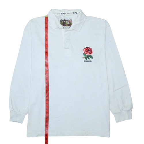 Cotton Traders Classics England Rugby White Long Sleeve Polo L
