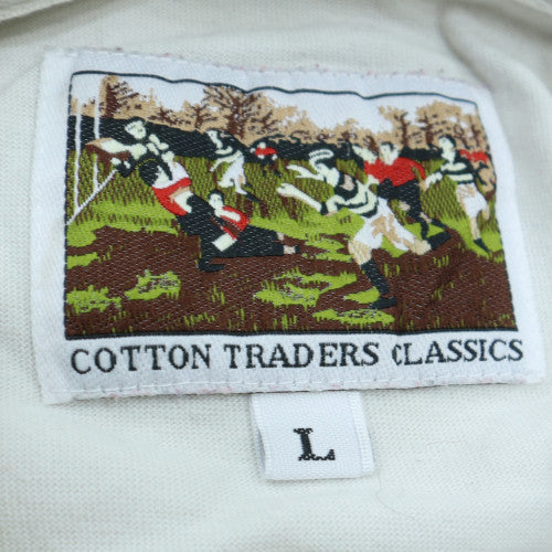 Cotton Traders Classics England Rugby White Long Sleeve Polo L