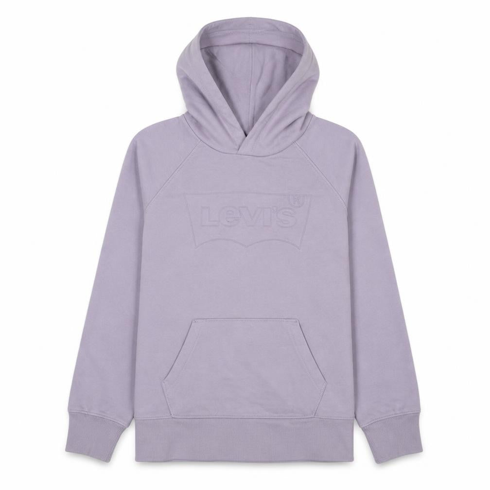 Front view of Levi's women’s lilac pullover hoodie xs relaxed fit cotton blend