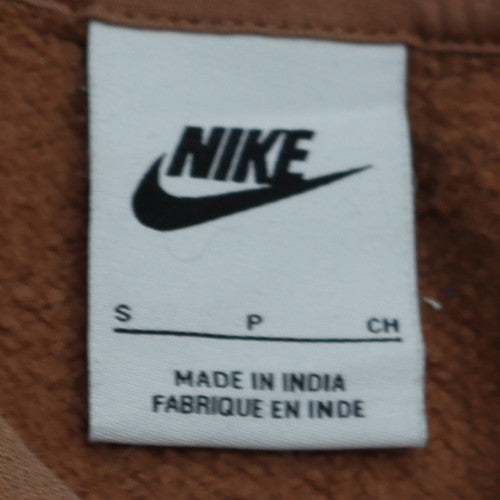 Nike Men's Brown Pullover Hoodie Small Fleece Logo Regular Fit