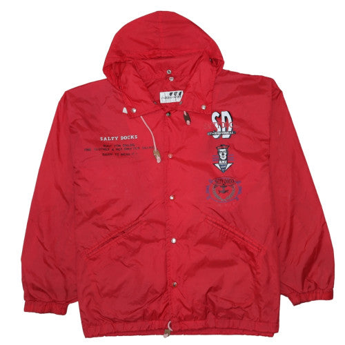 Affiniti Mens Red Hooded Windbreaker Jacket M Water Resistant