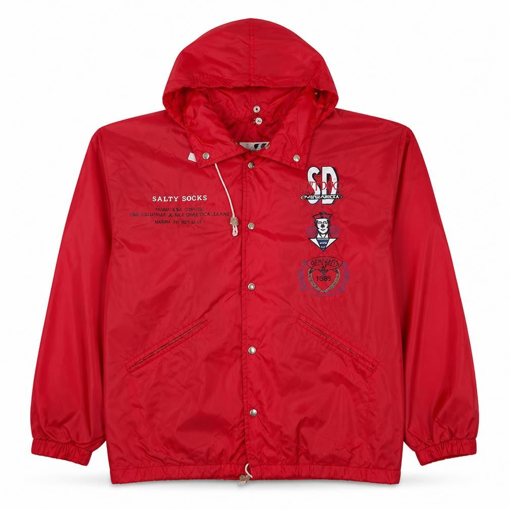 Affiniti Mens Red Hooded Windbreaker Jacket M Water Resistant