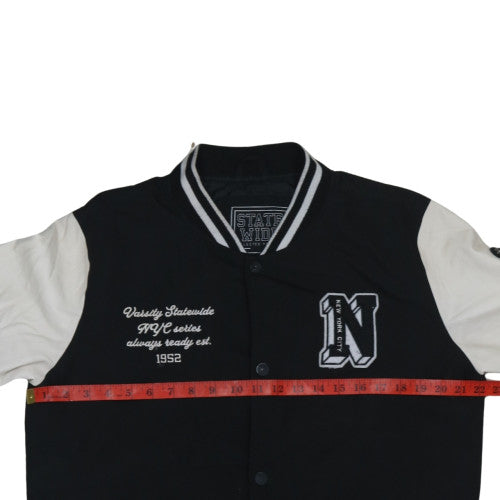State Wide Men's Black Varsity Jacket L Polyester NYC Embroidered