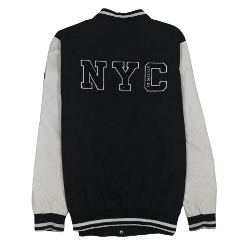State Wide Men's Black Varsity Jacket L Polyester NYC Embroidered