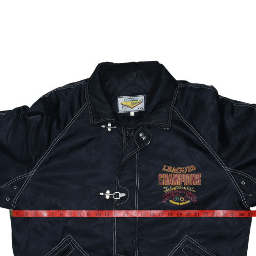 John Meredith Men's Black XL Bomber Jacket Embroidered College Style