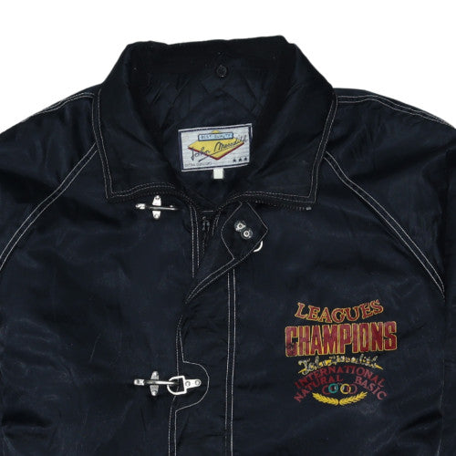 John Meredith Men's Black XL Bomber Jacket Embroidered College Style