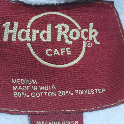 Hard Rock Cafe Madrid Grey Pullover Hoodie Women M Cotton Blend