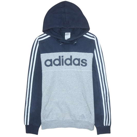 Adidas Mens Grey Pullover Hoodie Small Logo Sportswear
