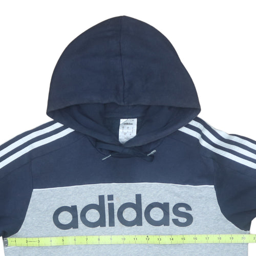 Adidas Mens Grey Pullover Hoodie Small Logo Sportswear
