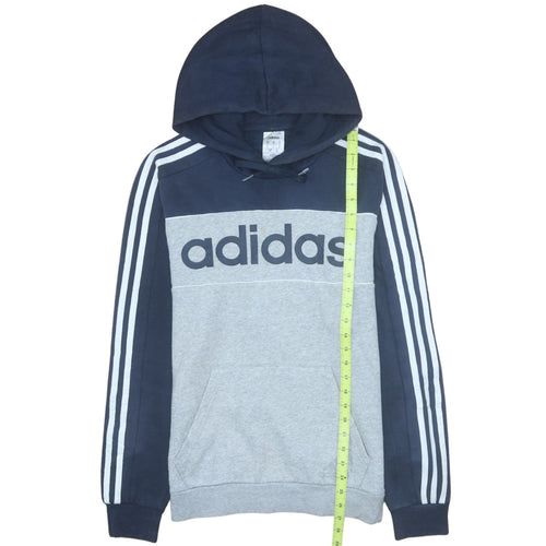 Adidas Mens Grey Pullover Hoodie Small Logo Sportswear