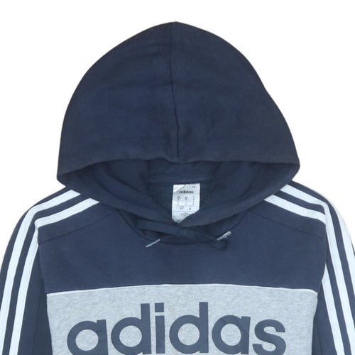 Adidas Mens Grey Pullover Hoodie Small Logo Sportswear