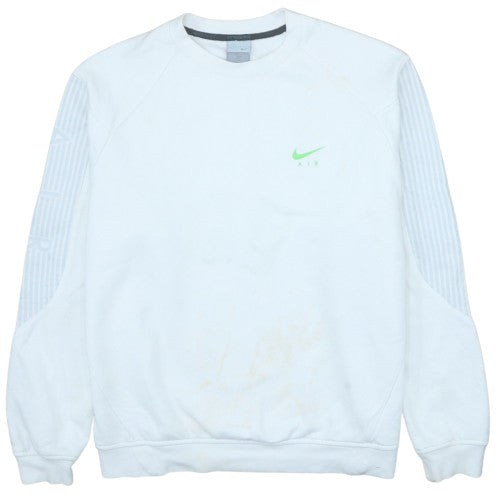 Nike Men White Crew Neck Pullover Sweatshirt Size M Sports Style