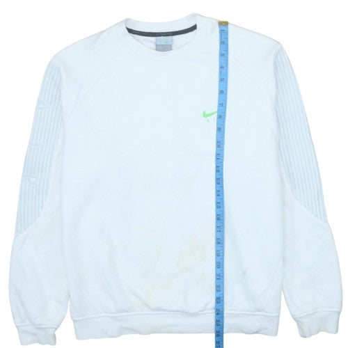 Nike Men White Crew Neck Pullover Sweatshirt Size M Sports Style