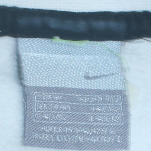 Nike Men White Crew Neck Pullover Sweatshirt Size M Sports Style