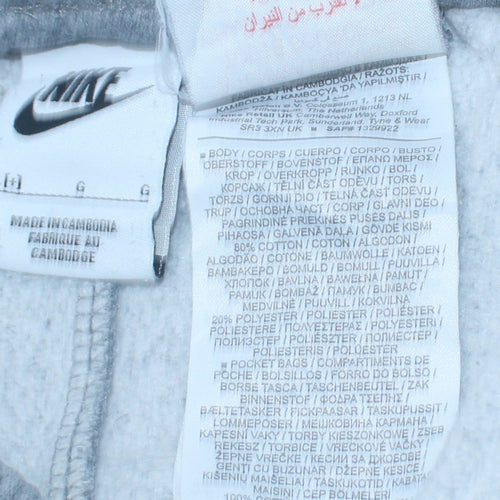 Nike Boys Grey Jogger Sweatpants L Size Elastic Waist Cotton Blend