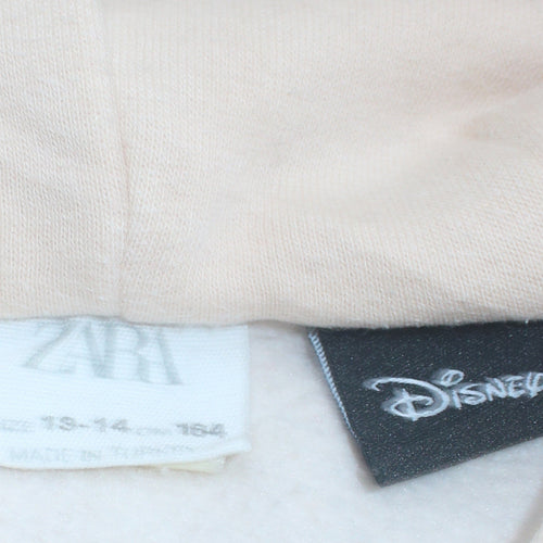 ZARA Girls Beige Disney Mickey Mouse Pullover Hoodie 13-14 Years