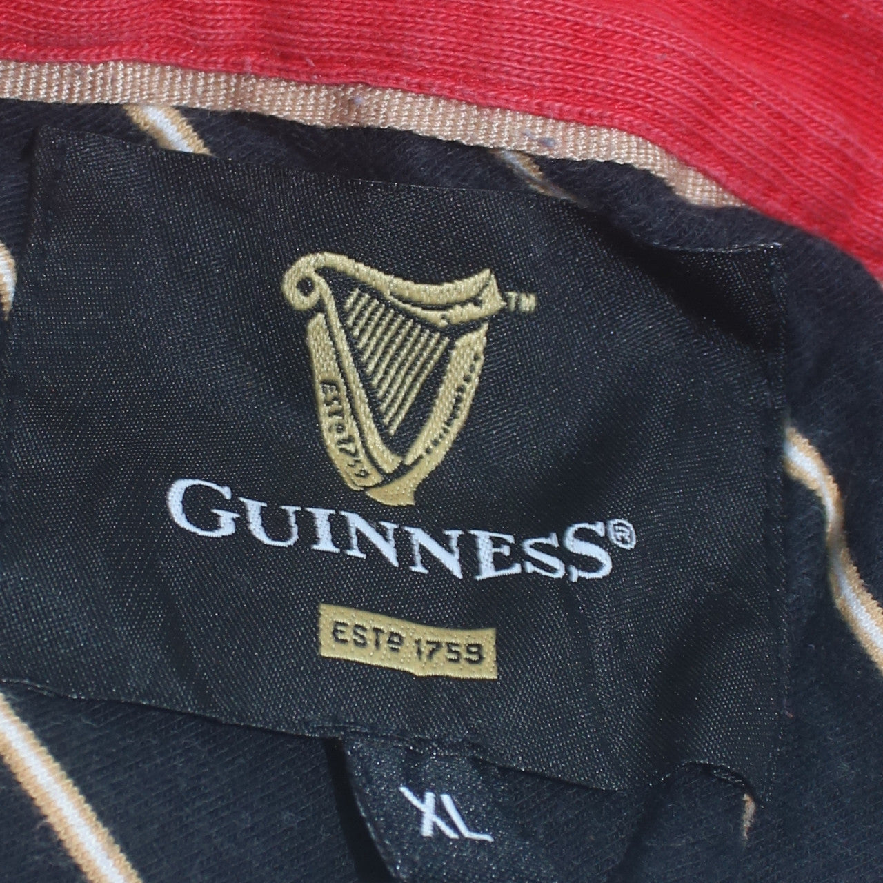 Guinness Men's Multicoloured XL Rugby Style Polo Shirt 100% Cotton