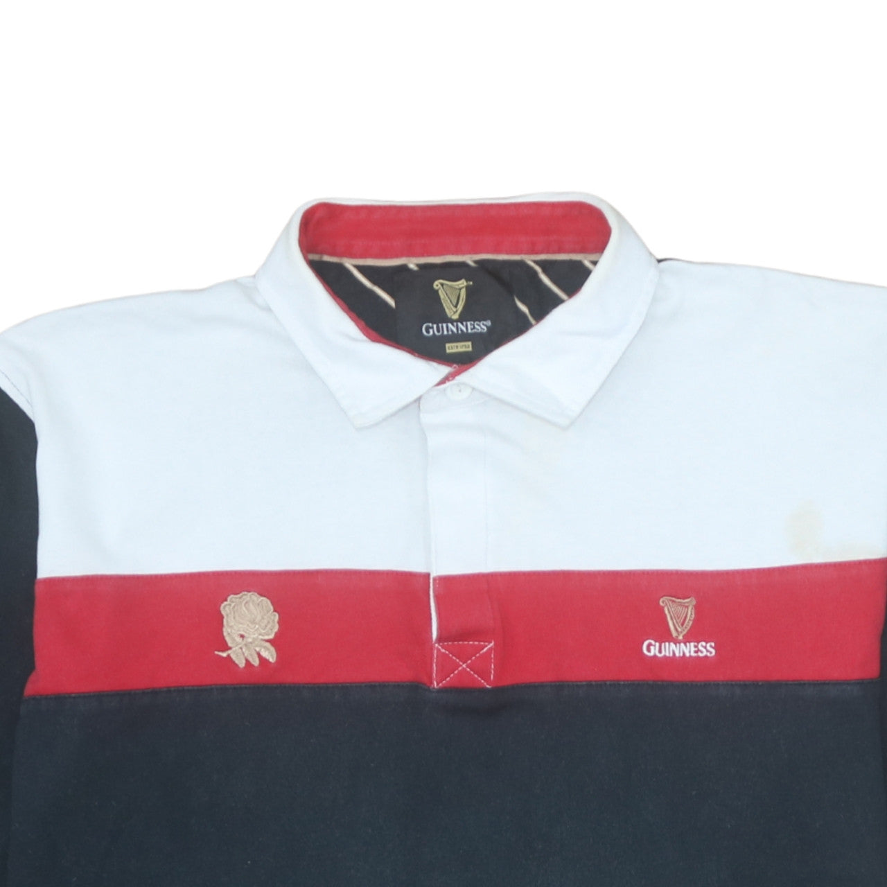 Guinness Men's Multicoloured XL Rugby Style Polo Shirt 100% Cotton