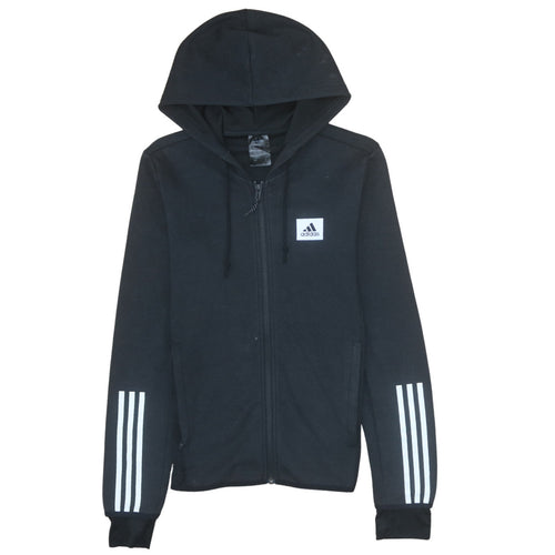 Adidas Men's Black XS Full Zip Hoodie with Logo Detail