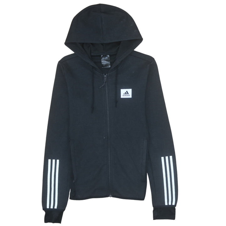 Adidas Men's Black XS Full Zip Hoodie with Logo Detail