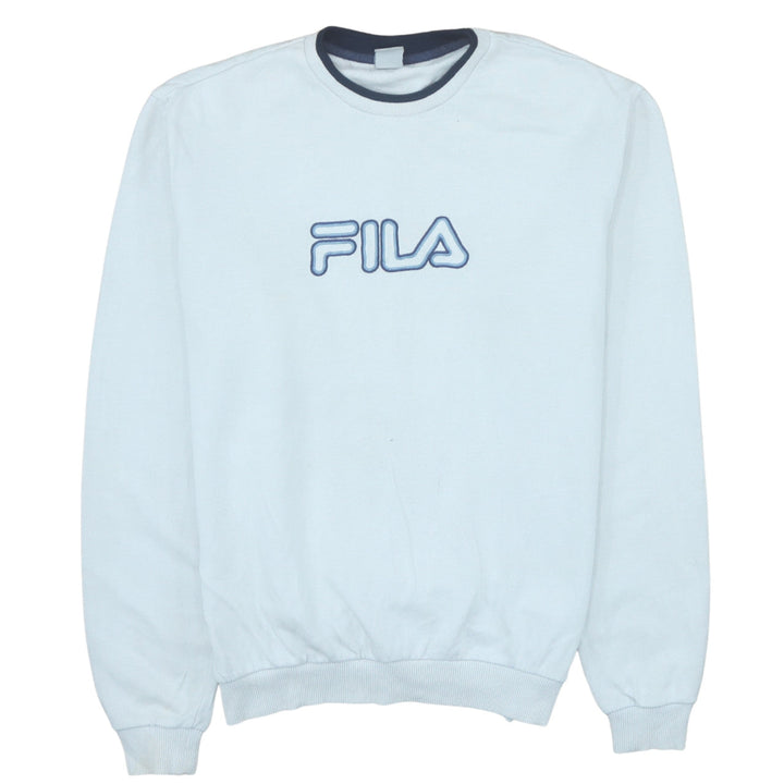 Fila Men's White Embroidered Logo Retro Cotton Sweatshirt Medium