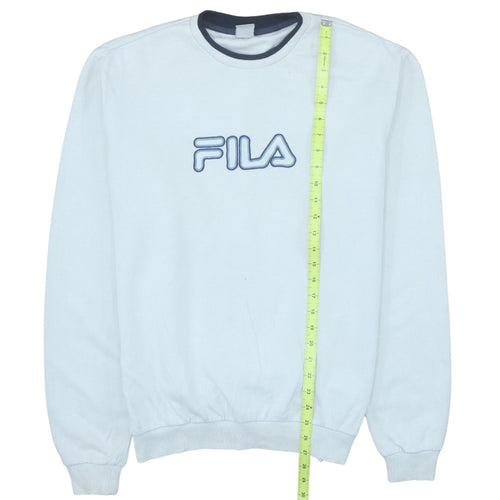Fila Men's White Embroidered Logo Retro Cotton Sweatshirt Medium