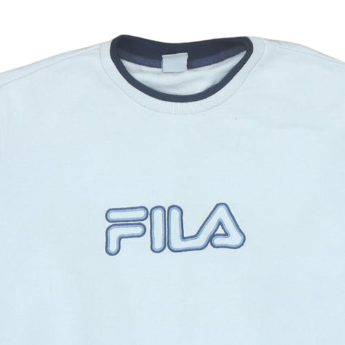 Fila Men's White Embroidered Logo Retro Cotton Sweatshirt Medium