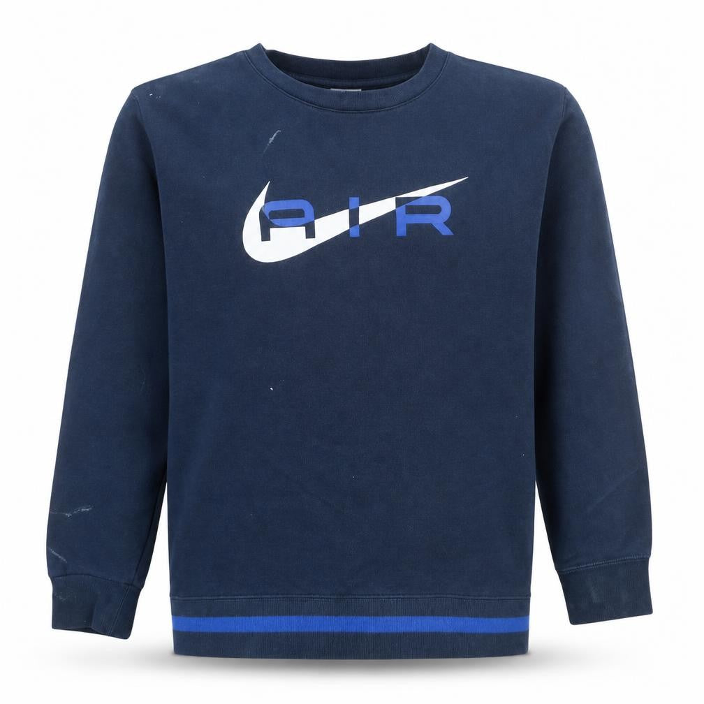 Front view of Nike Men’s Blue AIR Logo Pullover Fleece Sweatshirt L